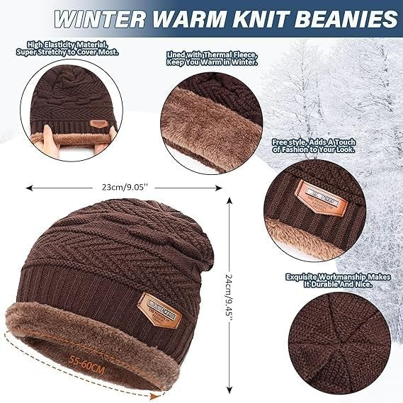 Winter Woolen Beanie Cap 1 Set
